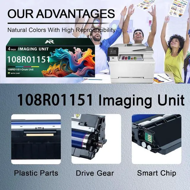 Alt view image 4 of 7 - 108R01151 Imaging Unit Compatible for Xerox 108R01151 Yellow Drum Units Work for Xerox Phaser 7100 7100N 7100DN Printer