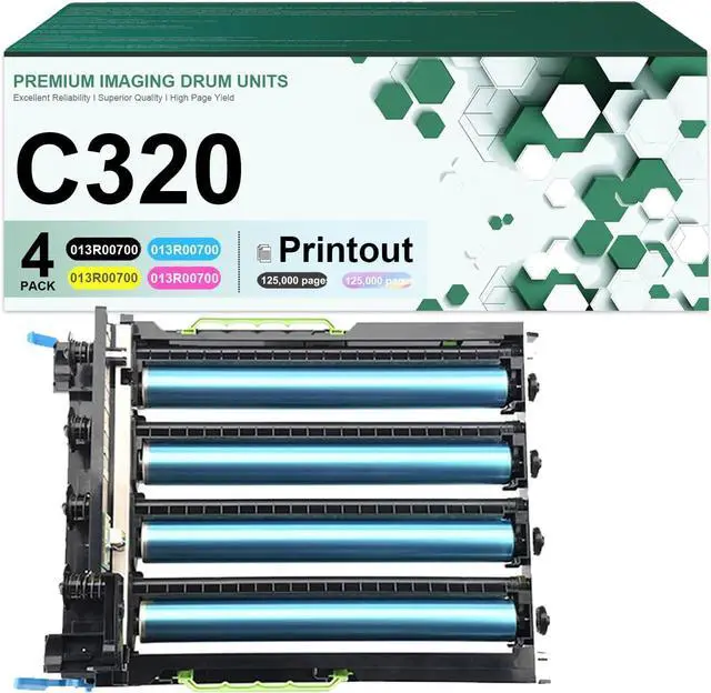 Main image of C320 Imaging Drum Unit Compatible for Xerox 013R00700 Drum Kits 4 Pack with Chip Fit for Xerox C320 C325 C410 C410DN VersaLink C415 Printers