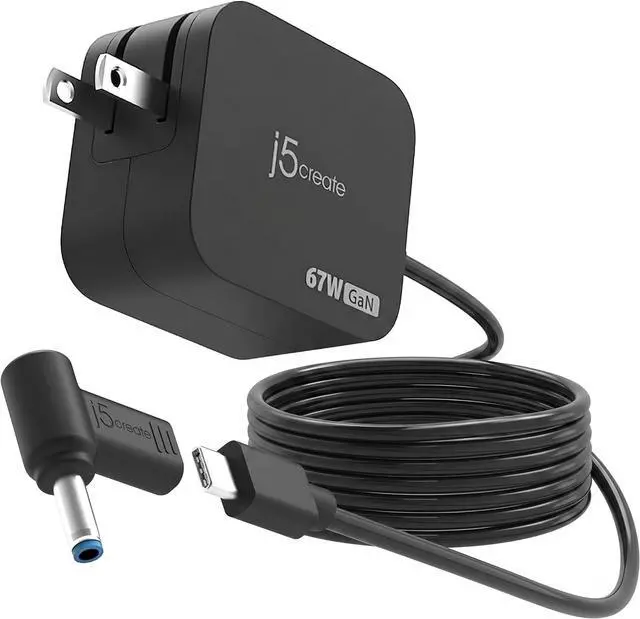 Main image of j5create 65W GaN PD USB-C Foldable Mini Charger with HP DC Converter