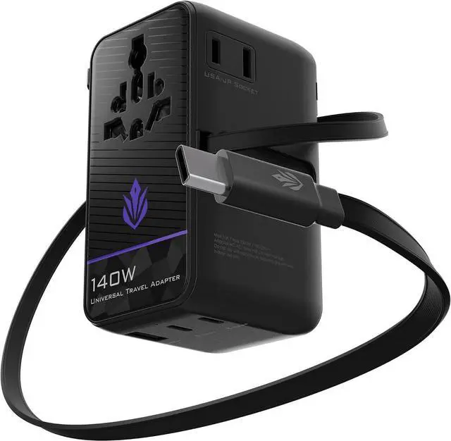 Main image of ELO Phase 140W Universal Gaming Travel Adapter, GaN, International Plug