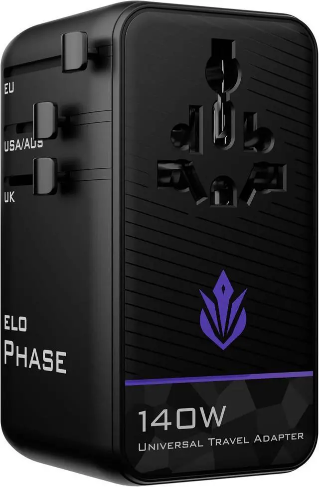 Alt view image 3 of 7 - ELO Phase 140W Universal Gaming Travel Adapter, GaN, International Plug