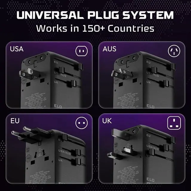Alt view image 7 of 7 - ELO Phase 140W Universal Gaming Travel Adapter, GaN, International Plug