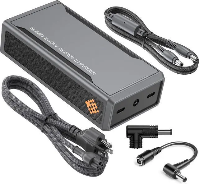 Main image of SlimQ 240W GaN Charger Bundle for ASUS ROG Zephyrus G14 G16, Includes F240 Gaming Laptop Charger and ASUS Mini Port Adapter, Compact DC Power Adapter with 2 USB-C Ports for Travel and Office