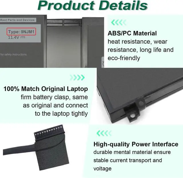 Alt view image 4 of 7 - 99Wh 9NJM1 Battery Replacement for Dell Alienware 17 R4 R5 15 R3 R4