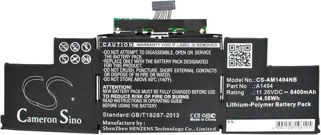 Alt view image 5 of 5 - Cameron Sino CS New Replacement Battery for MacBook Pro Retina Display 15", MacBook Pro Retina Display 15", ME293, ME294 (8400mAh) A1494
