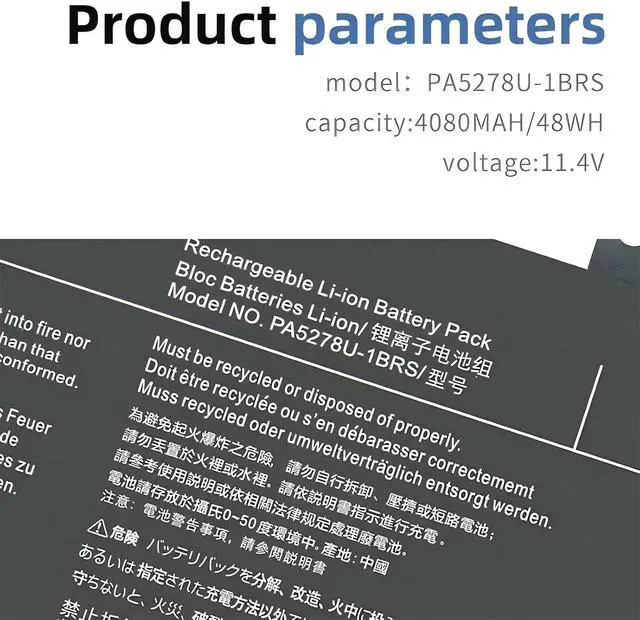 Alt view image 5 of 5 - PA5278U-1BRS Laptop Battery,Compatible for Toshiba Portégé X30-D-123 X30-E X30-F Tecra X40-D-11F X40-E X40-F X40-D-145 X40-D-14M