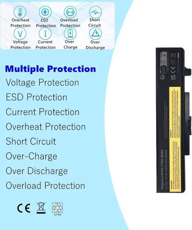 Alt view image 6 of 7 - Laptop Battery,Compatible for Lenovo B480 B485 B490 B580 B585 B590 B4400 B5400 V480 V480c V480s V490u V580 V580c.(5200MAH)