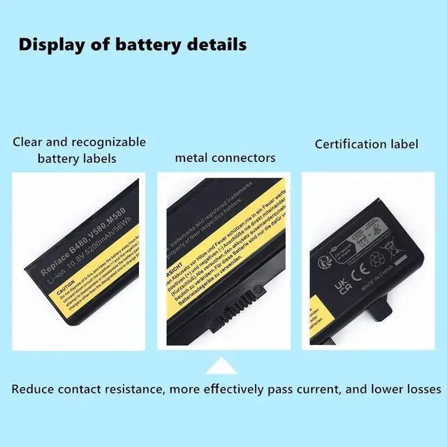 Alt view image 7 of 7 - Laptop Battery,Compatible for Lenovo B480 B485 B490 B580 B585 B590 B4400 B5400 V480 V480c V480s V490u V580 V580c.(5200MAH)