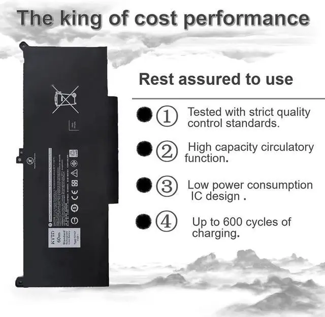 Alt view image 3 of 7 - F3YGT Battery for Latitude 7480 Battery for Dell Latitude 12 7000 7280 7290/13 7000 7380 7390/14 7000 7480 7490 Series DM3WC 0DM3WC 2X39G 60Wh 7.6V