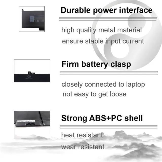 Alt view image 5 of 7 - F3YGT Battery for Latitude 7480 Battery for Dell Latitude 12 7000 7280 7290/13 7000 7380 7390/14 7000 7480 7490 Series DM3WC 0DM3WC 2X39G 60Wh 7.6V