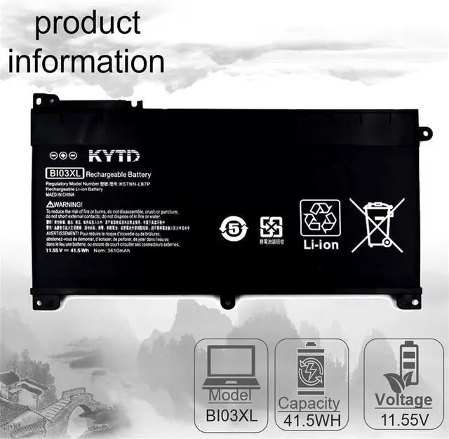 Alt view image 2 of 7 - BI03XL Battery ON03XL 915486-855 for HP Pavilion X360 13-U m3-u101dx m3-u103dx m3-u105,u001dx 13-u157cl Stream 14-AX 14-ax010nr,wm 14-ax020,030wm 14-ax020nr 844203-850 844203-855 41.5WH 11.55V