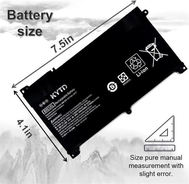 Alt view image 4 of 7 - BI03XL Battery ON03XL 915486-855 for HP Pavilion X360 13-U m3-u101dx m3-u103dx m3-u105,u001dx 13-u157cl Stream 14-AX 14-ax010nr,wm 14-ax020,030wm 14-ax020nr 844203-850 844203-855 41.5WH 11.55V