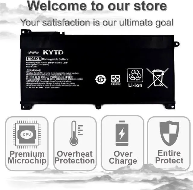 Alt view image 6 of 7 - BI03XL Battery ON03XL 915486-855 for HP Pavilion X360 13-U m3-u101dx m3-u103dx m3-u105,u001dx 13-u157cl Stream 14-AX 14-ax010nr,wm 14-ax020,030wm 14-ax020nr 844203-850 844203-855 41.5WH 11.55V