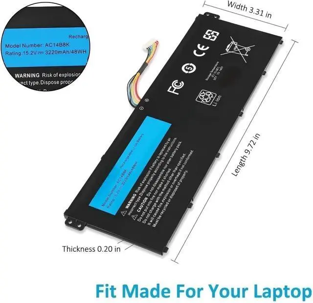 Alt view image 4 of 6 - AC14B8K Battery,Compatible for Acer Aspire CB3-111 CB5-311 ES1-511 ES1-512 ES1-520 S1-521 ES1-531 ES1-731 E5-771G V3-371 V3-111