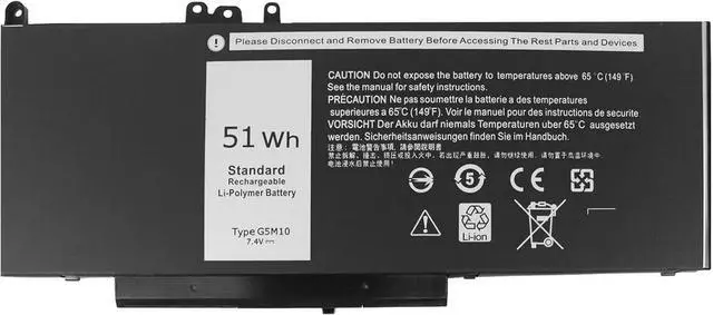 Alt view image 2 of 5 - G5M10 Laptop Battery for Latitute E5450 E5550 E5250 5450 5550 5250 3150 3160 451-bblj 451-BBLL 451-BBLK 08V5GX 8V5GX WYJC2 R9XM9 VMKXM 5XFWC PF59Y 1KY05 7.4V 51Wh