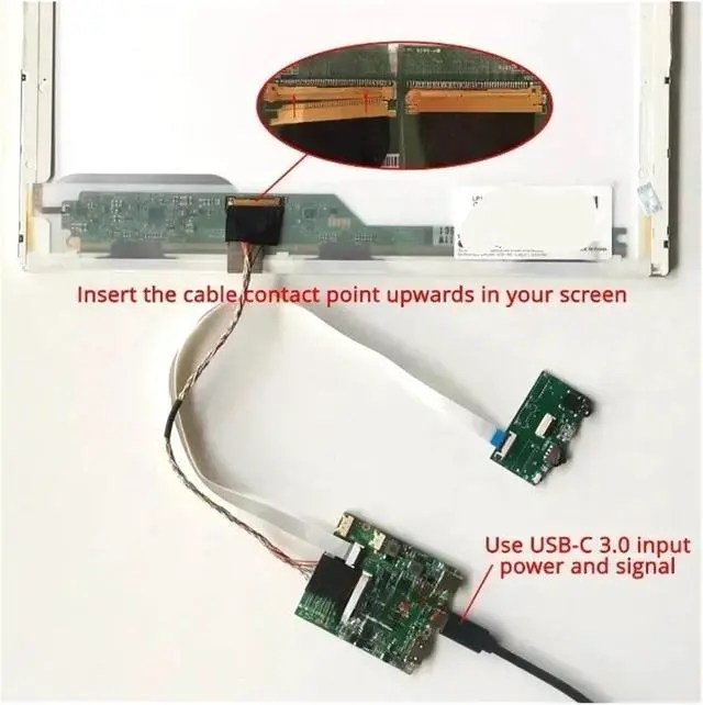 Alt view image 4 of 5 - for B173RW01 V0/V1/V2/V3/V4/V5 Controller Driver Board Type-C 17.3" Laptop Matrix LVDS 40 Pin 1600x900 Mini-HDMI USB-C DIY Kit(for B173RW01 V.3)
