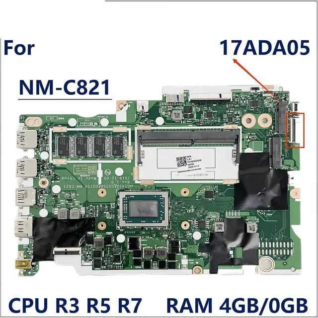 Alt view image 2 of 6 - Laptop Motherboard with 3050U R3 R5 R7 CPU,RAM 4GB NM-C821 Mainboard Compatible for LenovoCompatible for IdeaPad 3 17ADA05 Repair Parts(R7-3700U RAM-4GB)