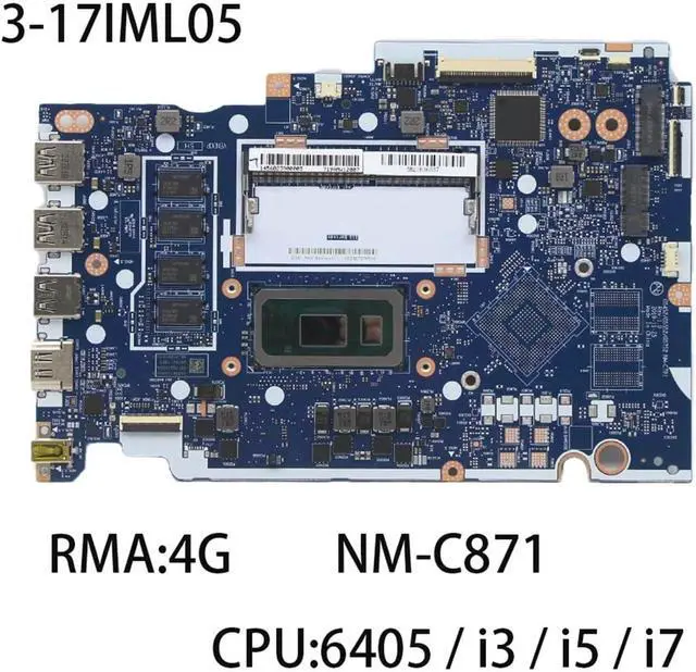 Alt view image 2 of 6 - Laptop Motherboard, Compatible for Lenovoideapad 3-17IML05 NM-C781 with CPU I3-10110U I5-10210U I7-10510U RAM:4G FRU 5B21B36541 5B21B36537(I5-10210U 4G UMA)