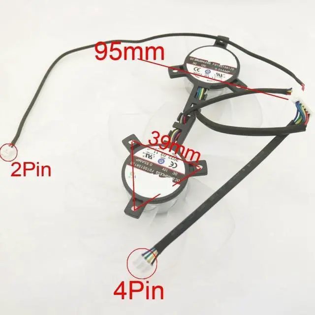 Alt view image 4 of 4 - FD10015H12D 12V 0.55A 95mm for POWERCOLOR RX6600 6600XT 6650XT RX7600 7600XT 7650 for HellhounGPU Graphics Card Cooling Fan