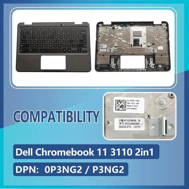 Alt view image 2 of 7 - Replacement for Dell Chromebook 11 3110 2in1 Laptop Upper Top Cover Case Palmrest Keyboard Assembly Part 0P3NG2 P3NG2(WFC)
