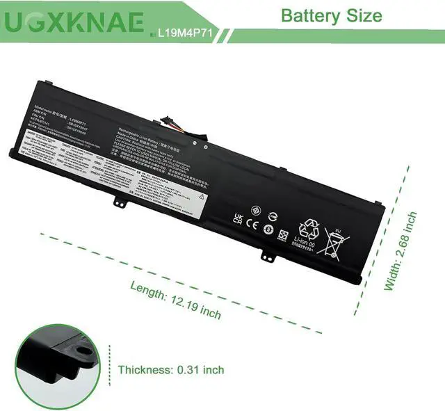 Alt view image 7 of 7 - L19M4P71 Laptop Battery Replacement for Lenovo ThinkPad X1 Extreme P1 3rd Gen ThinkPad X1 Extreme 3rd Gen Series L19C4P71 5B10X19047 5B10X19048 5B10X19049 5B10X19050 15.36V 80Wh 5235mAh