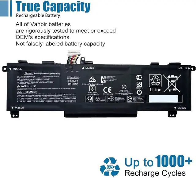 Alt view image 5 of 6 - SD03XL Laptop Battery Replacement for HP Omen 15-EN0000 15-EK0000 Victus 15-fb0000 Series L84394-005 HSTNN-089U HSTNN-DB9U HSTNN-OB1R L84356-2C1 L84357-AC1 11.55V 52.5Wh 4323mAh