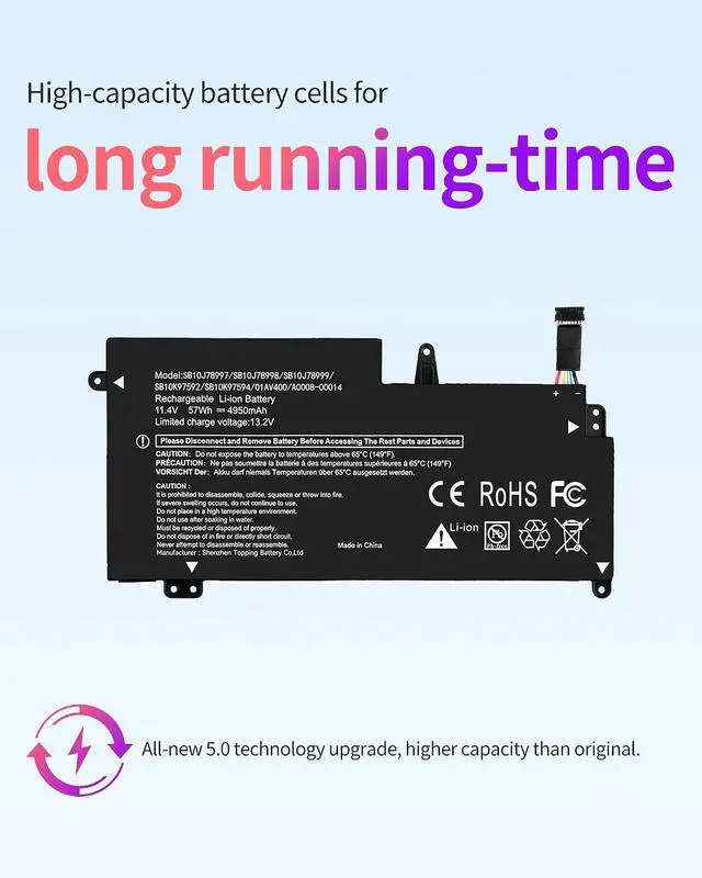 Alt view image 3 of 4 - ASMARK SB10J78997 Battery Replacement for Lenovo ThinkPad 13 1st 2nd Gen 13 Chromebook 20GL 20GM ThinkPad S2 01AV400 01AV401 01AV402 01AV435 01AV436 01AV437 Laptop Battery