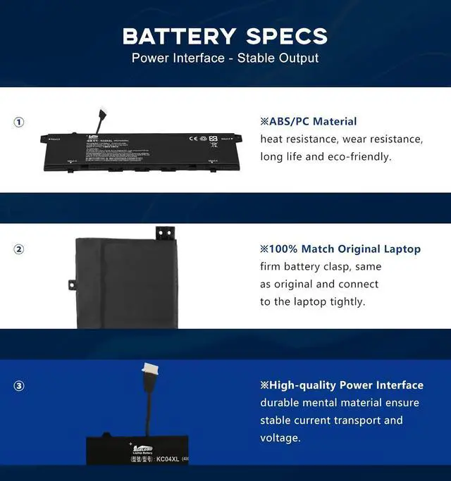 Alt view image 5 of 7 - KC04XL Battery Replacement for HP Envy 13-AH000 13T-AH000 13-AQ000 13T-AQ000 13m-AQ000 Series Notebook, 3636mAh 4-Cell Rechargeable Li-ion Battery, Compatible with KC04053XL HSTNN-IB8K