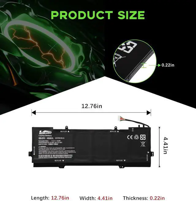 Alt view image 4 of 7 - KB06XL Battery Replacement for HP Spectre x360 15-BL Series, 7359mAh 6-Cell Rechargeable Li-ion Battery, Compatible with HSTNN-DB7R