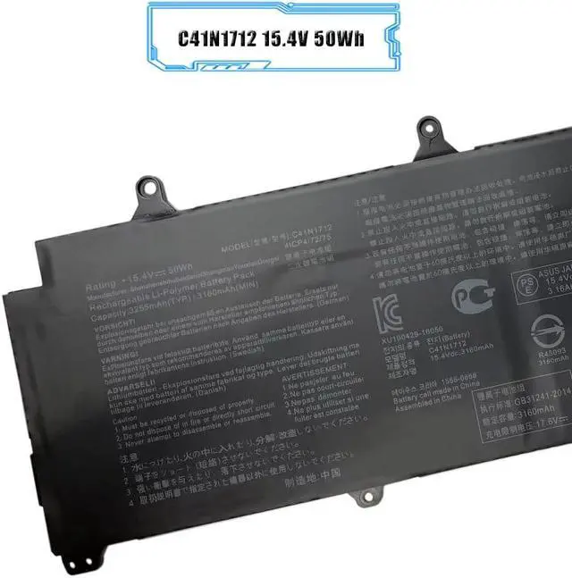 Alt view image 2 of 6 - C41N1712 Laptop Battery Compatible with ASUS GX501 GX501Vl GX501GI GX501G GX501GM GX501GS GX501VSK GX501VS-XS710B200-02380100 15.4V 50Wh