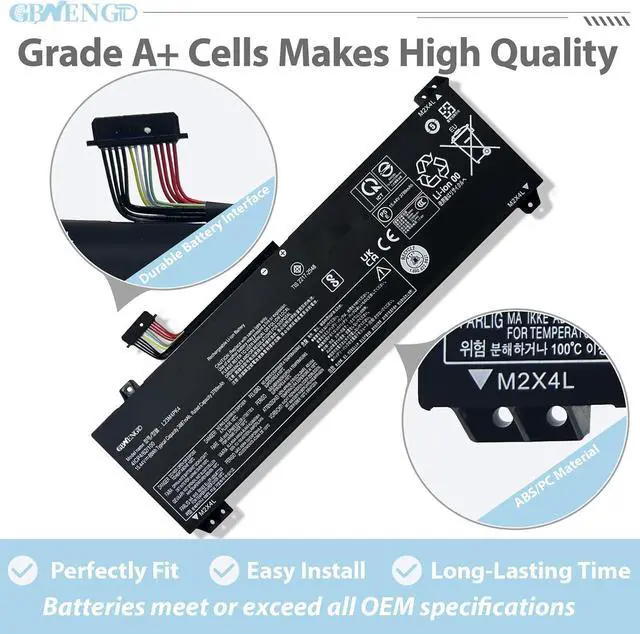 Alt view image 3 of 6 - L23M4PK4 Battery Replacement for Lenovo LOQ 15IRX9 15ARP9 15AHP9 15IAX9 15IAX9I / Legion 5-15IRX10 5-15IAX10 Series SB11M64615 5B11M64608 L23B4PK4 L23D4PK4