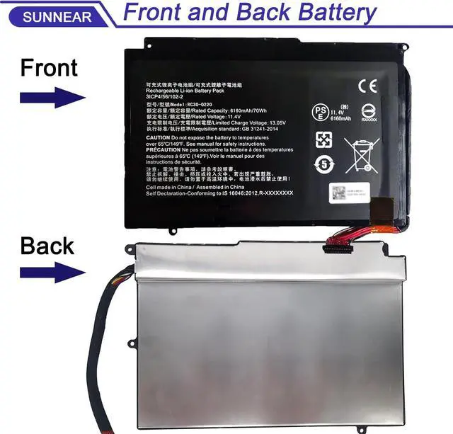 Alt view image 3 of 6 - 70Wh RC30-0220 Laptop Battery for Razer Blade Pro RZ09-0220 RZ09-03146 RZ09-03147 RZ09-03148 Blade pro 17 2019 6160mAh