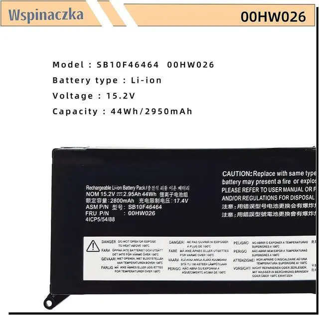Alt view image 4 of 7 - 00HW026 New Laptop Battery Compatable with Lenovo ThinkPad Yoga 260 Series 00HW027 SB10F46464 SB10F46465