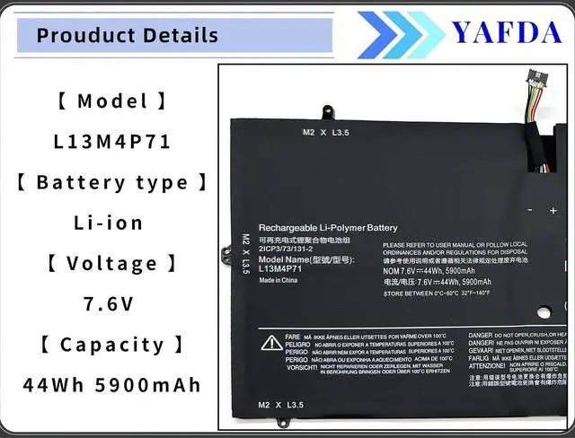 Alt view image 2 of 5 - L13M4P71 Laptop Battery Replacement for Lenovo Yoga 3 Pro 1370 Series 121500264 L14S4P71 12150026 Pro-1370-80HE Pro-5Y71 Pro-I5Y51 Pro-I5Y70 Pro-I5Y71 L14S4P71