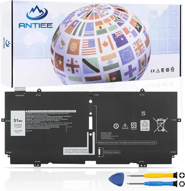 Main image of ANTIEE 52TWH Laptop Battery Replacement for Dell XPS 13 7390 2-in-1 Series Notebook P103G P103G001 P103G002 MM6M8 0MM6M8 XX3T7 0XX3T7 51Wh 7.6V 6375mAh