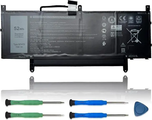 Main image of N7HT0 Laptop Battery Replacement for Dell Latitude 9510 2-in-1 Latitude 9510 9520 P94F P95F P95F001 Series TVKGH V5K68 N2NLL HYMNG 08NFC7 N2NLL N7HTO 0PKW00 089GNG 0HYMNG 7.6V 52Wh 6500mAh