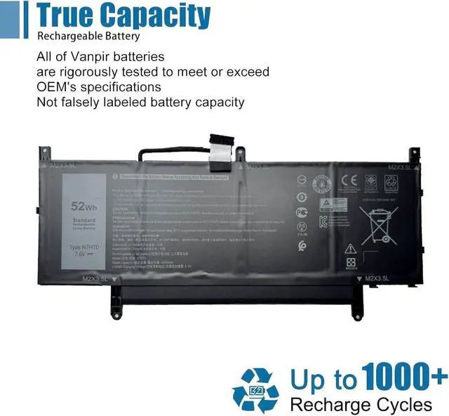 Alt view image 5 of 6 - N7HT0 Laptop Battery Replacement for Dell Latitude 9510 2-in-1 Latitude 9510 9520 P94F P95F P95F001 Series TVKGH V5K68 N2NLL HYMNG 08NFC7 N2NLL N7HTO 0PKW00 089GNG 0HYMNG 7.6V 52Wh 6500mAh