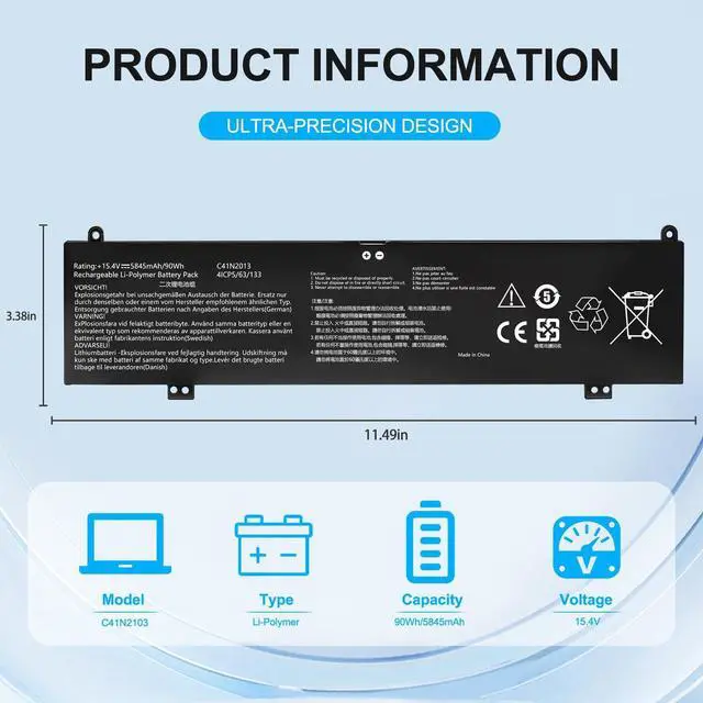 Alt view image 2 of 6 - C41N2013 C41N2013-1 Battery Replacement for ASUS ROG Strix G15 G513 G513IM G513QM G17 G713 G713QM 15 G533 G533QR 17 G733 Zephyrus GA503 GA503RM M16 GU603 TUF A15 FA507 A17 FA707