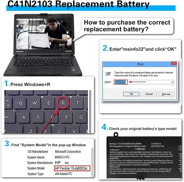 Alt view image 5 of 6 - C41N2013 C41N2013-1 Battery Replacement for ASUS ROG Strix G15 G513 G513IM G513QM G17 G713 G713QM 15 G533 G533QR 17 G733 Zephyrus GA503 GA503RM M16 GU603 TUF A15 FA507 A17 FA707