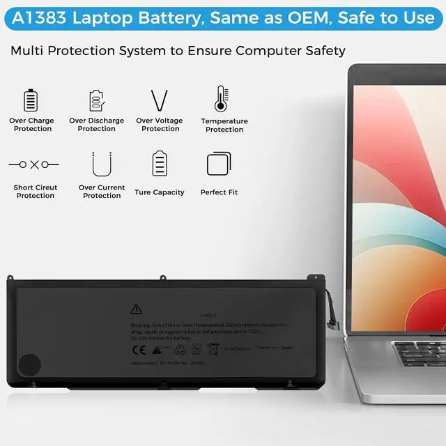 Alt view image 4 of 7 - A1383 Battery,A1297 Replacement for MacBook Pro 17 inch A1297(Early 2011-Late 2011) Series EMC 2352-1 EMC 2564(Upgraded High Performance 10.95V 95Wh 9500mAh)