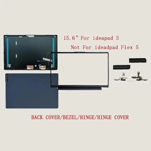 Alt view image 4 of 7 - New Replacement LCD Back Cover Front Bezel Hinges Hinge Caps with 6 Screws for Lenovo IdeaPad 5 15IIL05 15ITL05 15ARE05 81YK 81YQ 5CB0Z31048 5B30S18942 5H50S28942 5CB0X56071 5S10S35085 (Blue)