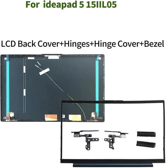 Alt view image 2 of 7 - New Replacement LCD Back Cover Front Bezel Hinges Hinge Caps with 6 Screws for Lenovo IdeaPad 5 15IIL05 15ITL05 15ARE05 81YK 81YQ 5CB0Z31048 5B30S18942 5H50S28942 5CB0X56071 5S10S35085 (Blue)