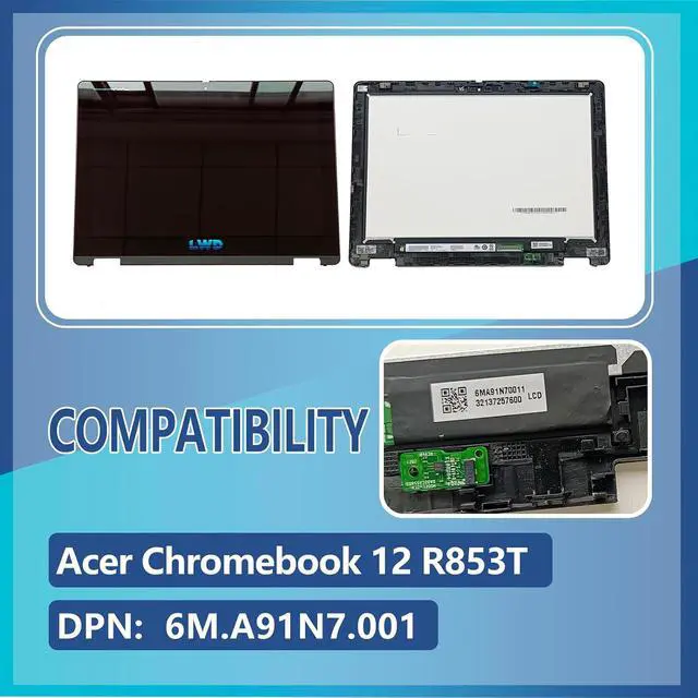 Alt view image 2 of 7 - 6M.A91N7.001 Replacement for Acer Chromebook 12 Spin 512 R853T Laptop Touchscreen Display LCD Touch Screen Module Digitizer Assembly with Bezel and G-Sensor Board