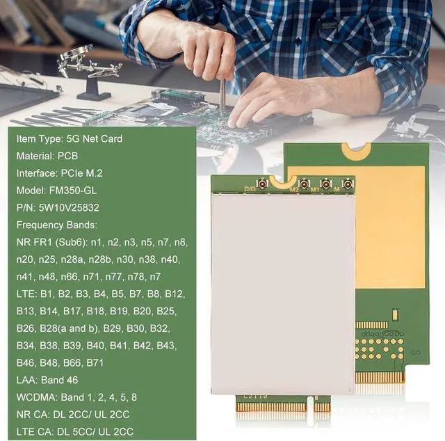 Alt view image 4 of 7 - Yoidesu Laptop 5G Network Module for ThinkPad, FM350 GL PCI Express M.2 Network Card Adapter Replacement with 4.67Gbps Speed for P1 T14s Gen3 X13,etc