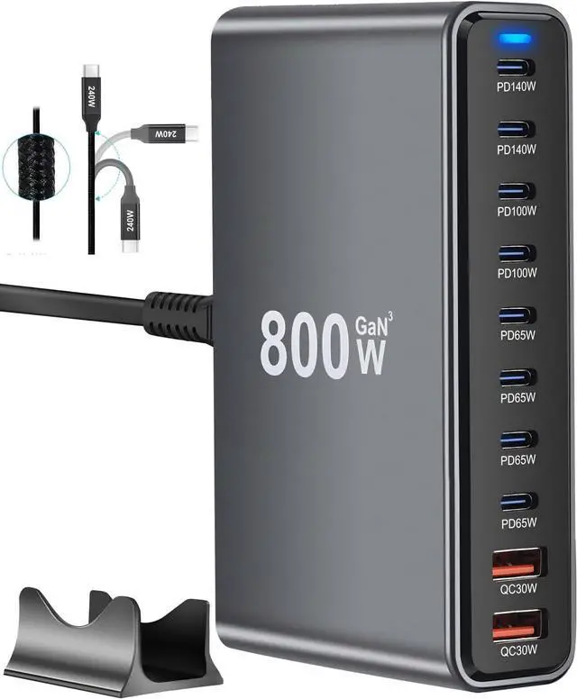 Main image of 800W USB C Fast Charger Block, Multi-port USB Charging Station, GaN Double 140W PD PPS Port Fast Charging Station for Multiple Devices,Laptop Wall Charger Compatible with MacBook, iPhone 17,iPad etc