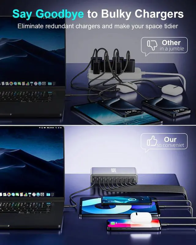 Alt view image 5 of 7 - 800W USB C Fast Charger Block, Multi-port USB Charging Station, GaN Double 140W PD PPS Port Fast Charging Station for Multiple Devices,Laptop Wall Charger Compatible with MacBook, iPhone 17,iPad etc