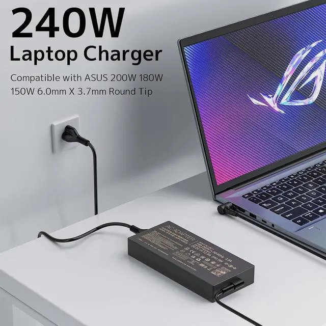 Alt view image 5 of 7 - 240W 20V 12A AC Adapter Power Supply Fit for ASUS ROG Strix Scar 15 17 GX550LXS TUF Gaming F15 F16 F17 A15 A17 Zephyrus S15 S17 G15 G17 G513 G733QM G733QR G733QS G733QSA ADP-240EB B Laptop Charger