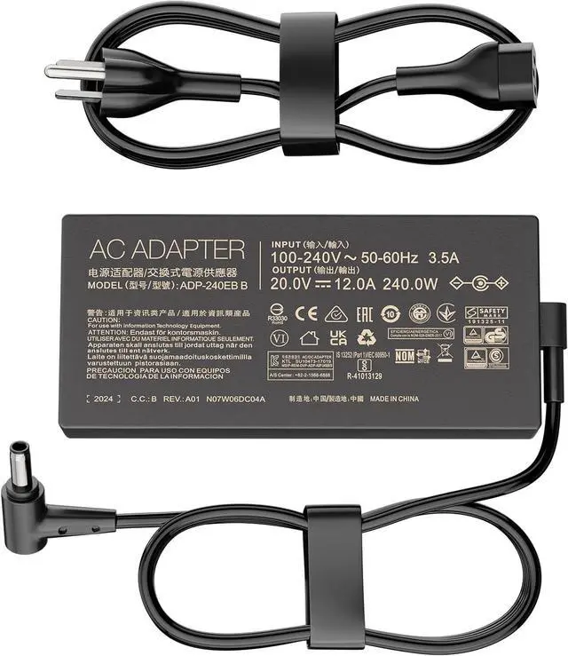 Main image of 240W 20V 10A laptop Charger Fit for Asus Rog Zephyrus Duo 15 G14 GA402 G15 G16 M16 GU603; Vivobook Pro 15X 16X S15 S17 GX502; Flow X16 GV601 TUF A15 A17 F15 F16 F17 AC Adapter ADP-240EB B Power Supply