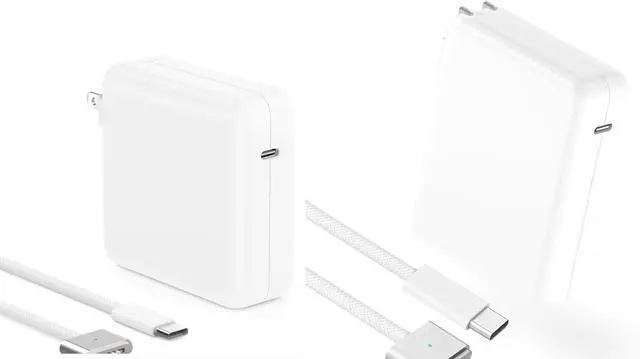 Main image of Compact 140W+140W Charger for MacBook Pro 16 14 inch MacBook Air 13.6 15 inch 2025 2024 2023 2022 2021 M5 M4 M3 M2 M1, 6.6FT USB C to 3 Braided Cable with LED, Original Quality
