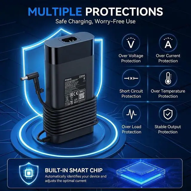 Alt view image 5 of 7 - 230W 19.5V 11.8A Charger Compatible with HP Omen 16 (4.5x3.0mm)
